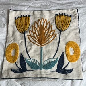 Floral Embroidered Accent Pillow Cover